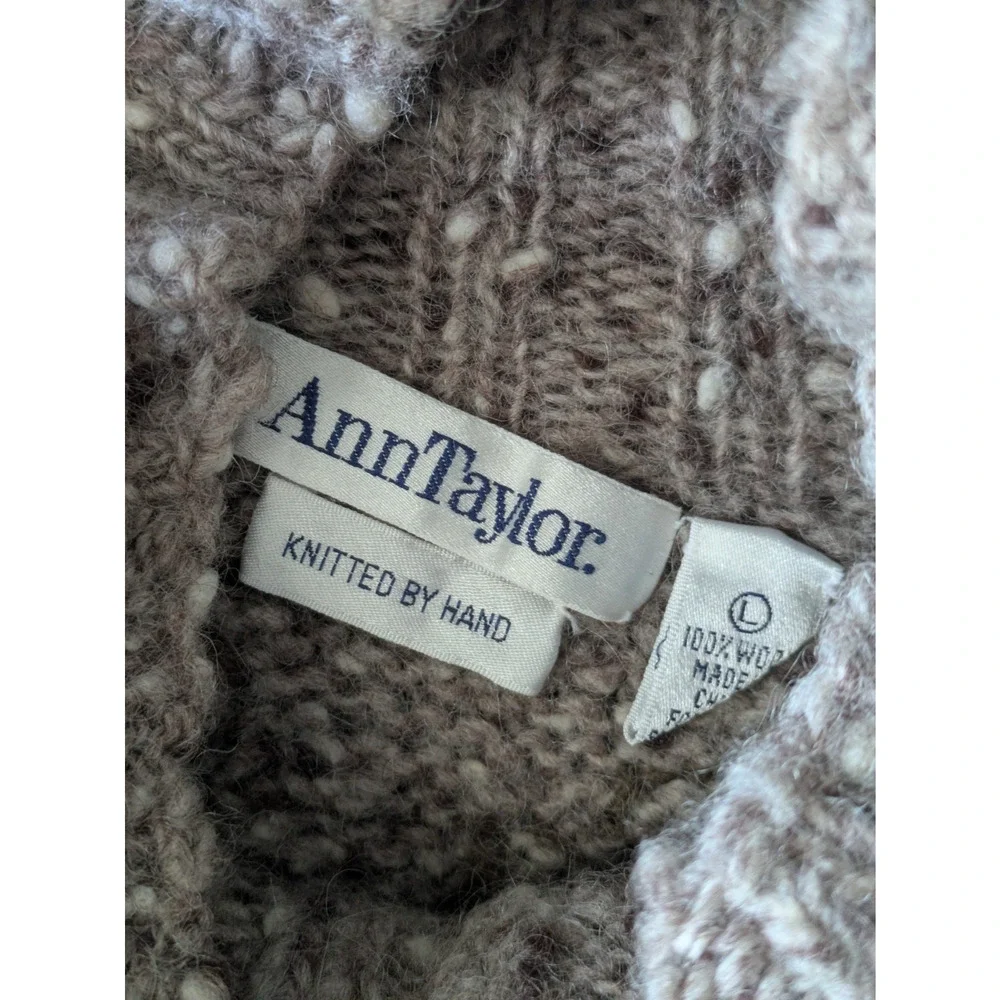 Vintage Ann Taylor Hand Knit Grape Grapevines Pullover Sweater Size Large Wool - Picture 3 of 12